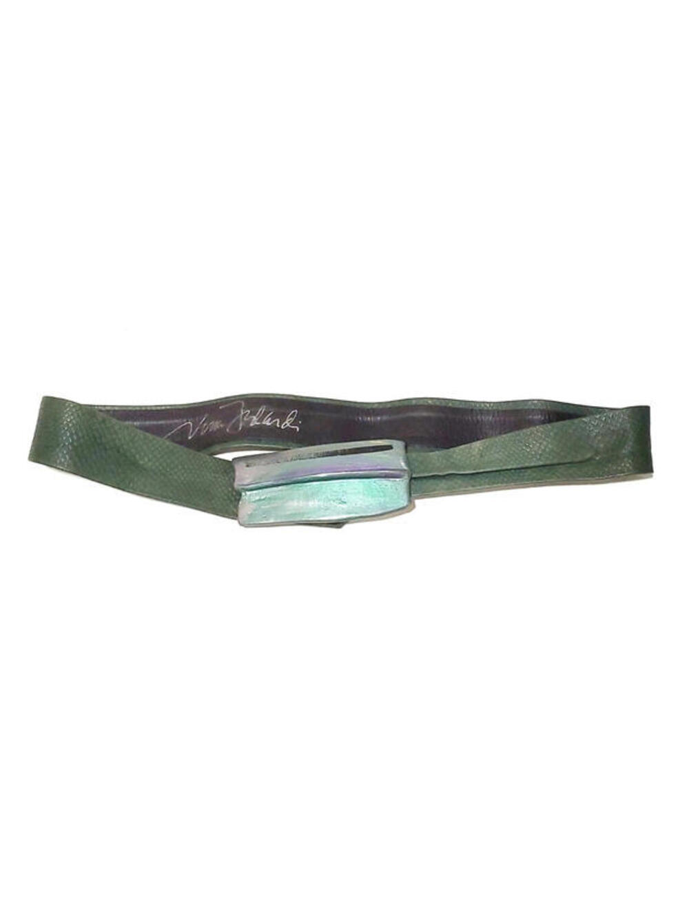 Vintage 80's Soft Leather Green Belt Reptile By Nina Blandi